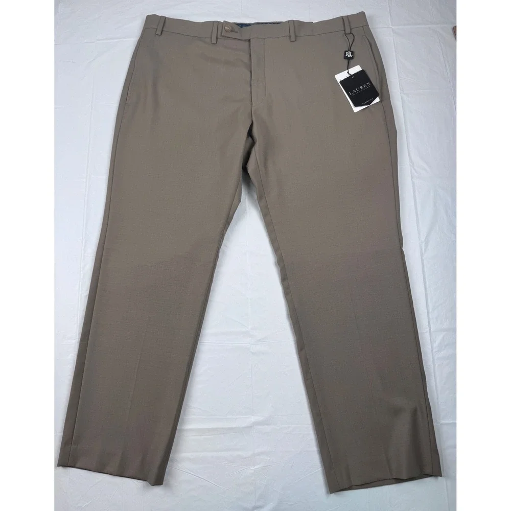 Lauren Ralph Lauren Mens 40x29 UltraFlex Classic Fit Wool Dress Pant Taupe Brown